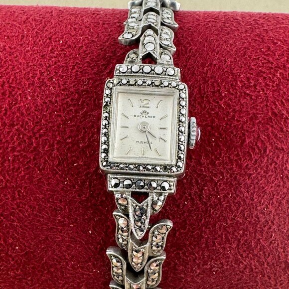 Vintage Elegant 1950's Bucherer Ladies Swiss Made Marcasite Watch - Picture 1 of 8
